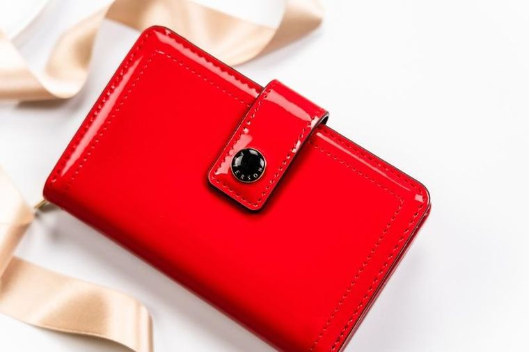 Portfel, czerwony, skóra ekologiczna, Peterson