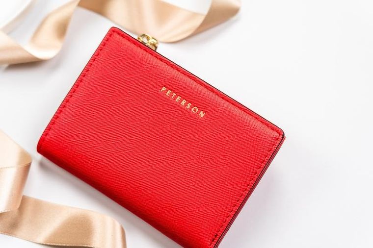 Portfel, czerwony, skóra ekologiczna, Peterson