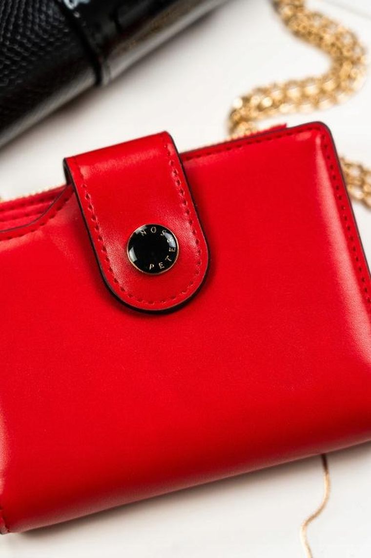 Portfel, czerwony, skóra ekologiczna, Peterson