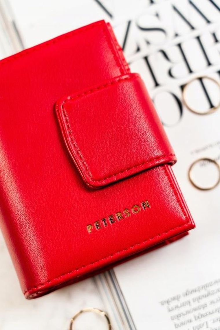 Portfel, czerwony, skóra ekologiczna, Peterson
