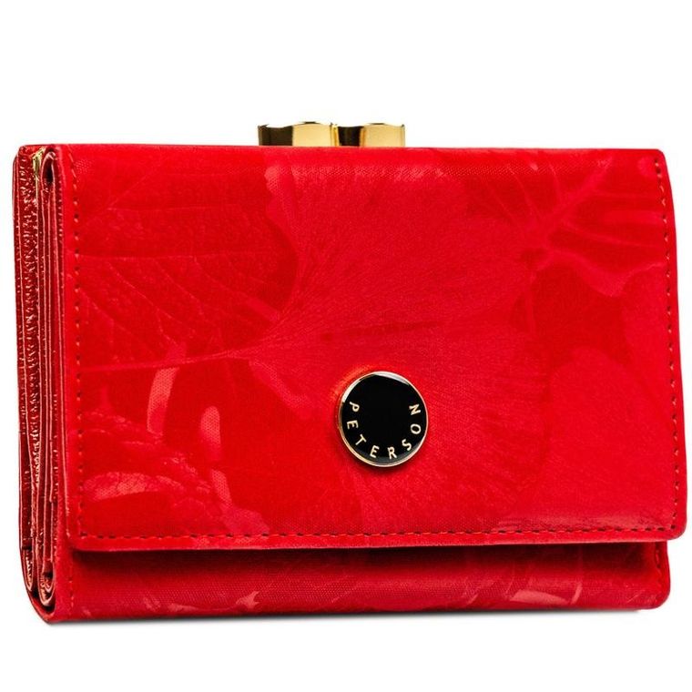 Portfel, czerwony, skóra ekologiczna, Peterson