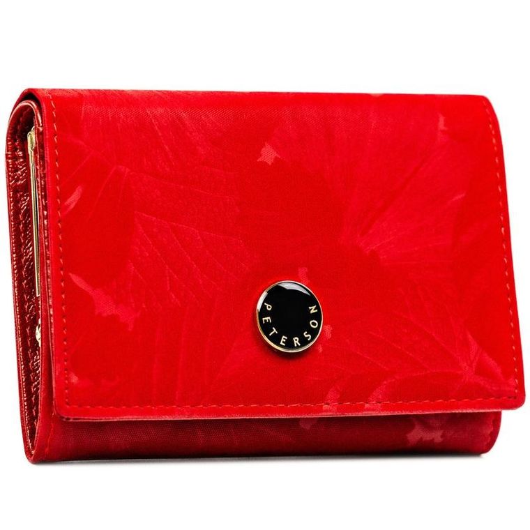 Portfel, czerwony, skóra ekologiczna, Peterson