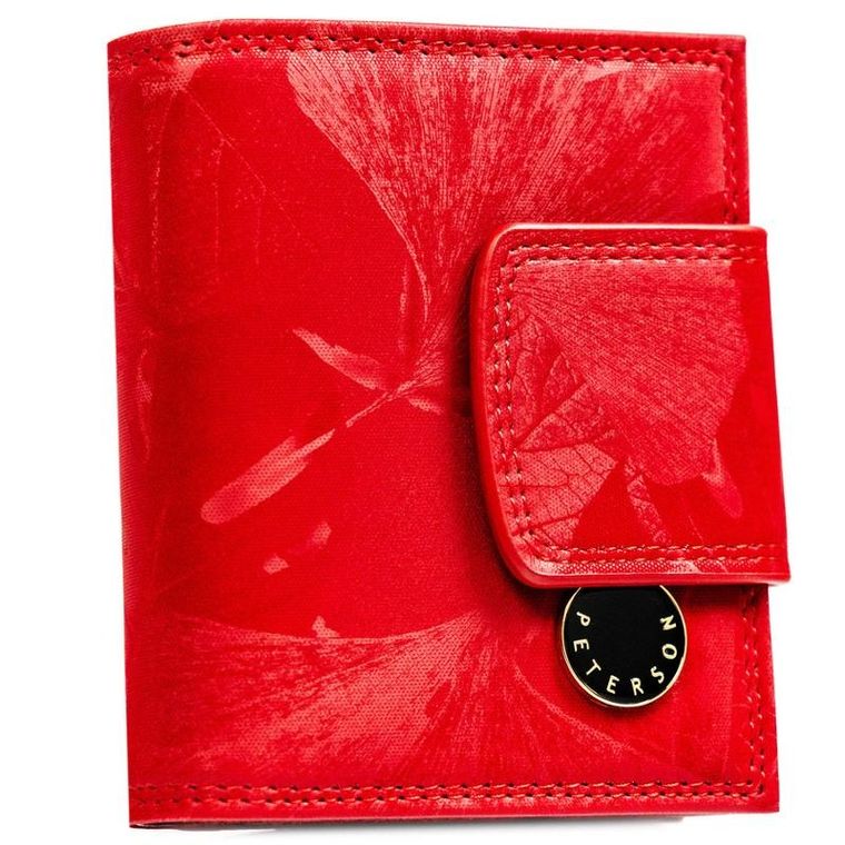 Portfel, czerwony, skóra ekologiczna, Peterson