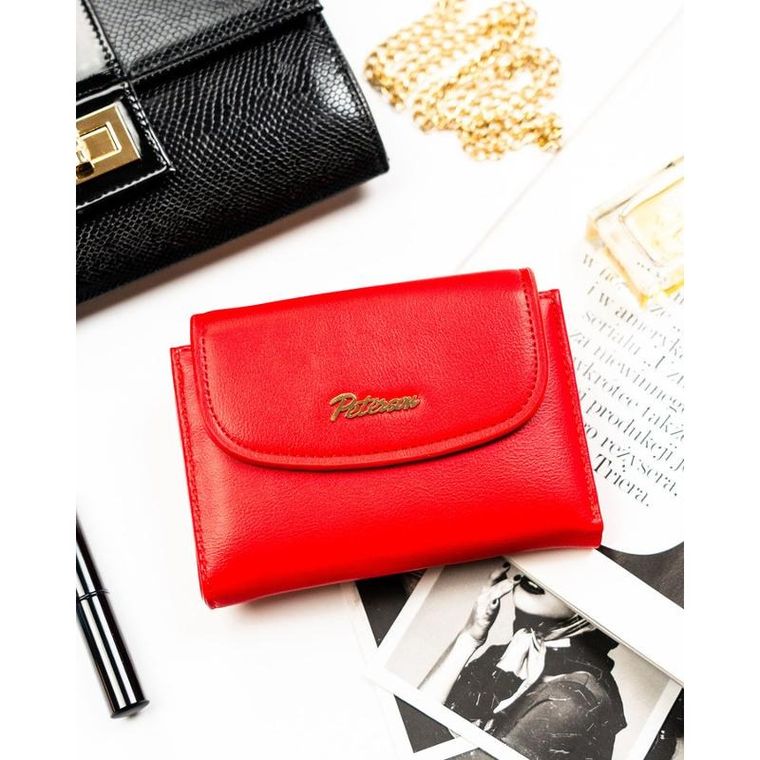 Portfel, czerwony, skóra ekologiczna, Peterson