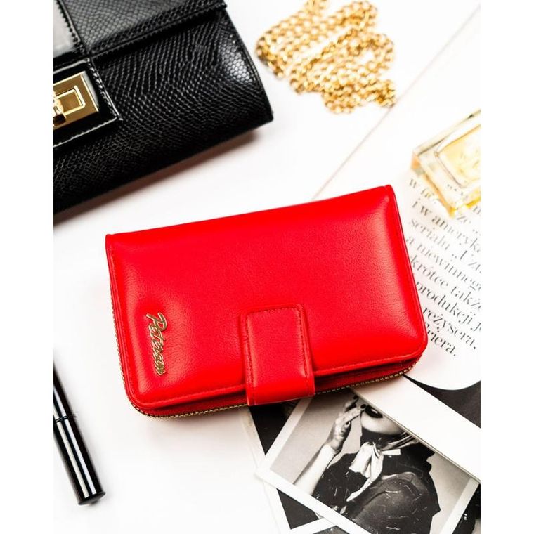 Portfel, czerwony, skóra ekologiczna, Peterson