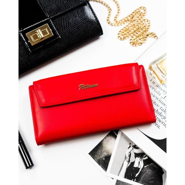 Portfel, czerwony, skóra ekologiczna, Peterson