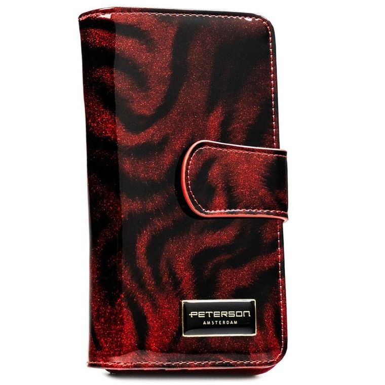 Portfel, czerwony, skóra naturalna i ekologiczna, Peterson