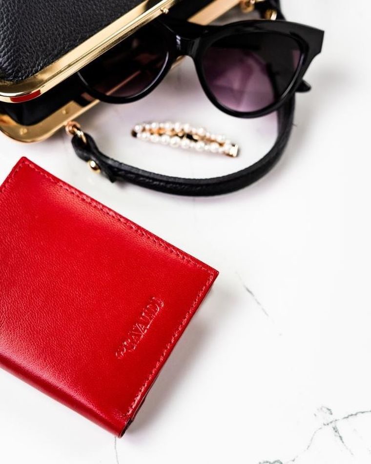 Portfel, czerwony, skórzany, Cavaldi