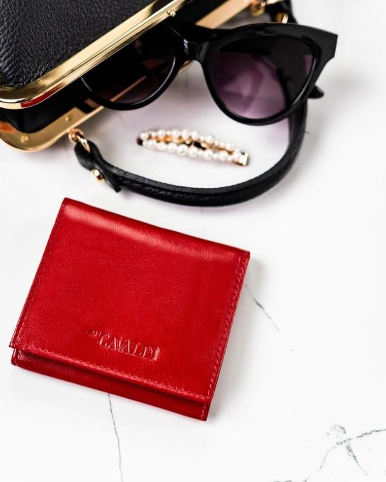 Portfel, czerwony, skórzany, Cavaldi