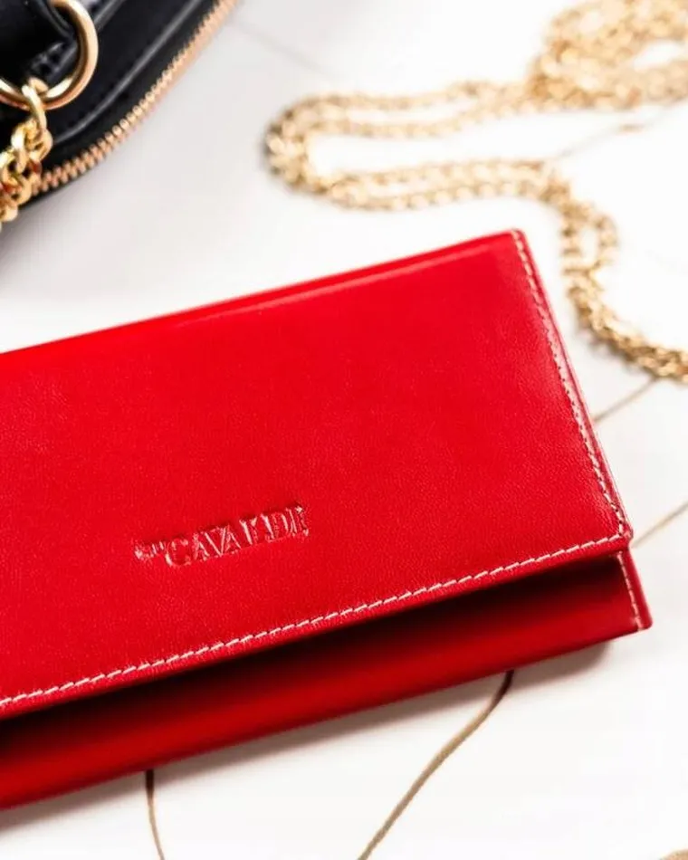 Portfel, czerwony, skórzany, Cavaldi