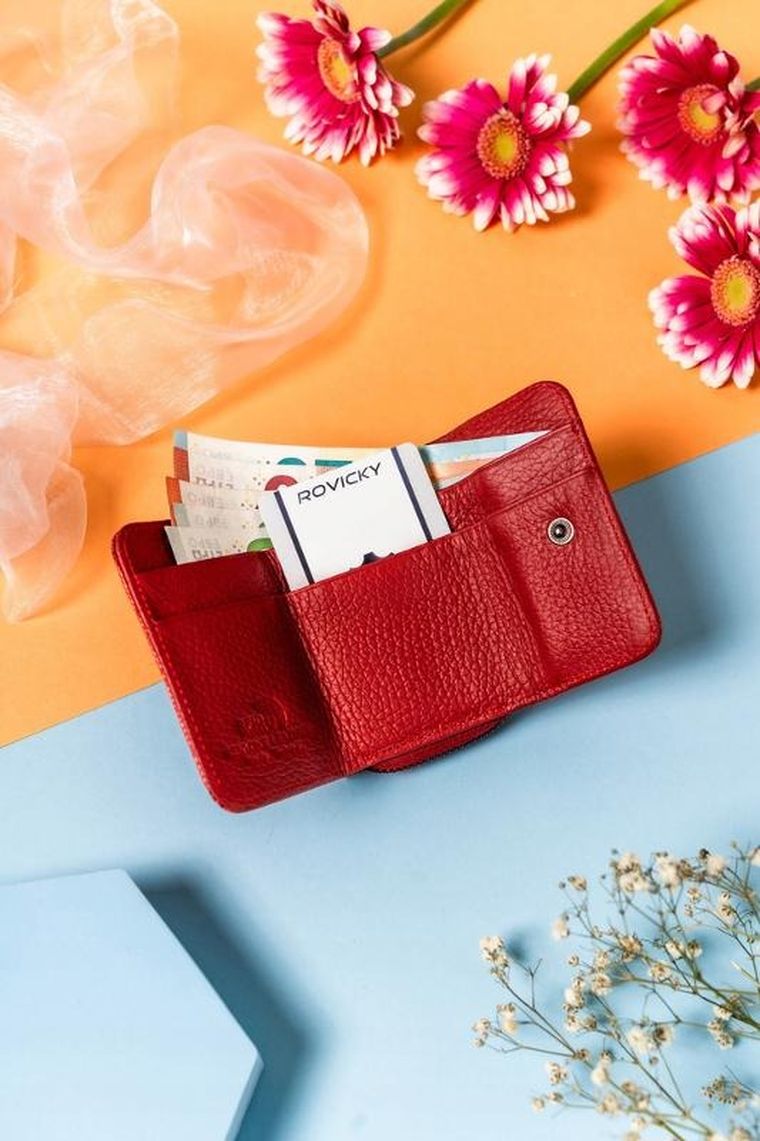 Portfel, czerwony, skórzany, Lorenti