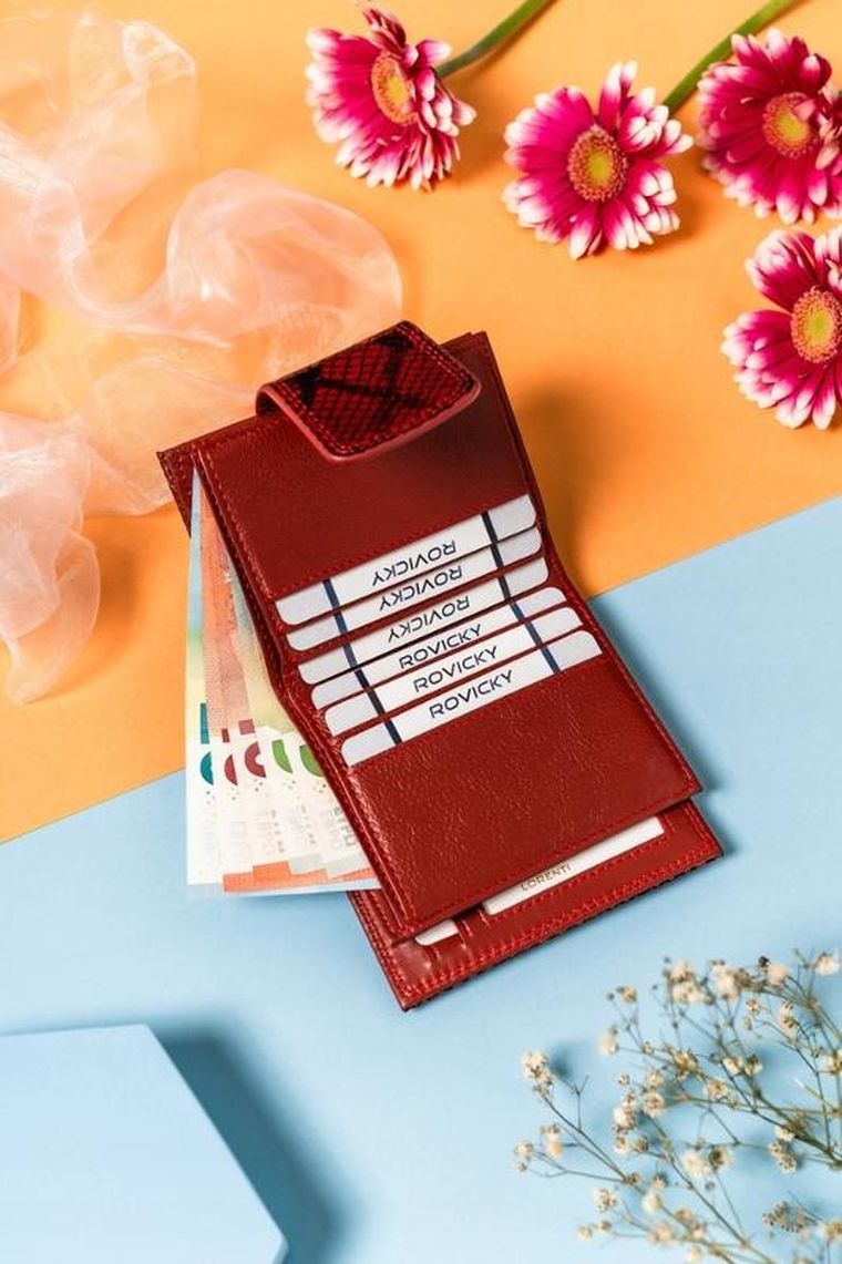 Portfel, czerwony, skórzany, Lorenti