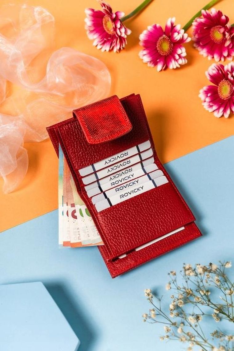 Portfel, czerwony, skórzany, Lorenti