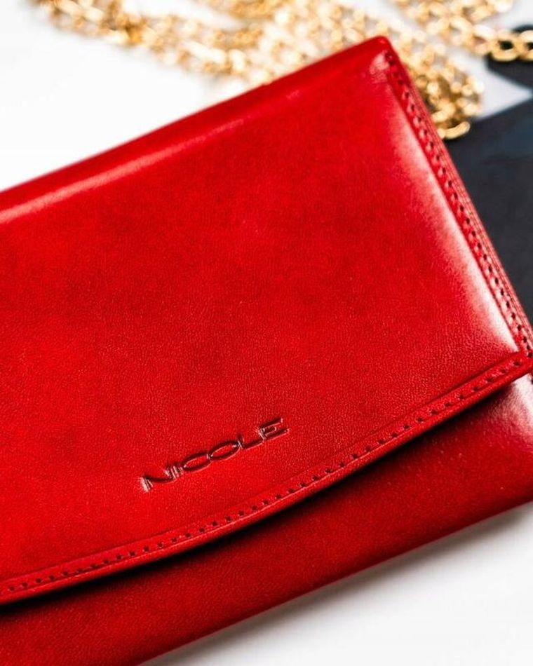 Portfel, czerwony, skórzany, Nicole
