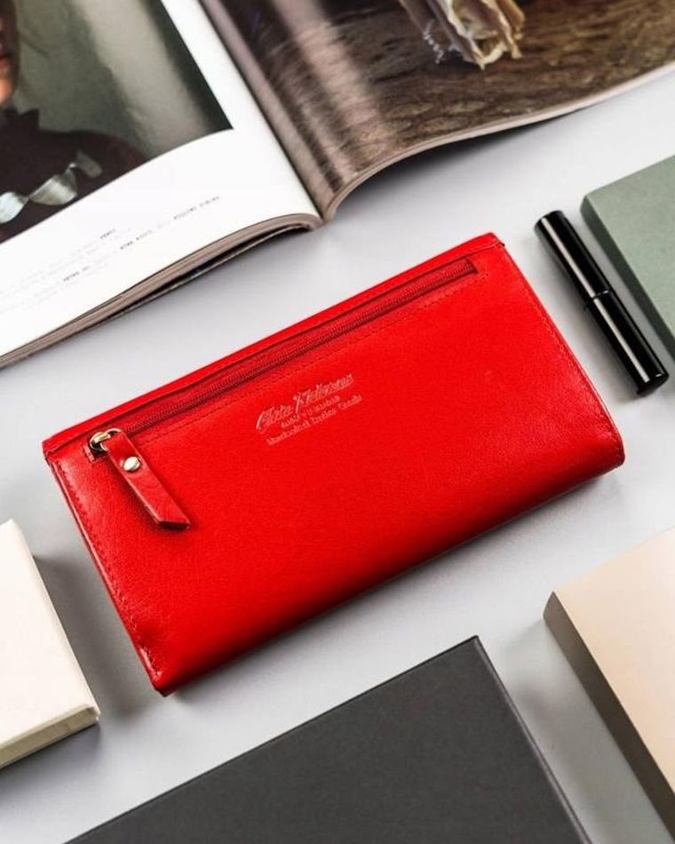 Portfel, czerwony, skórzany, Peterson