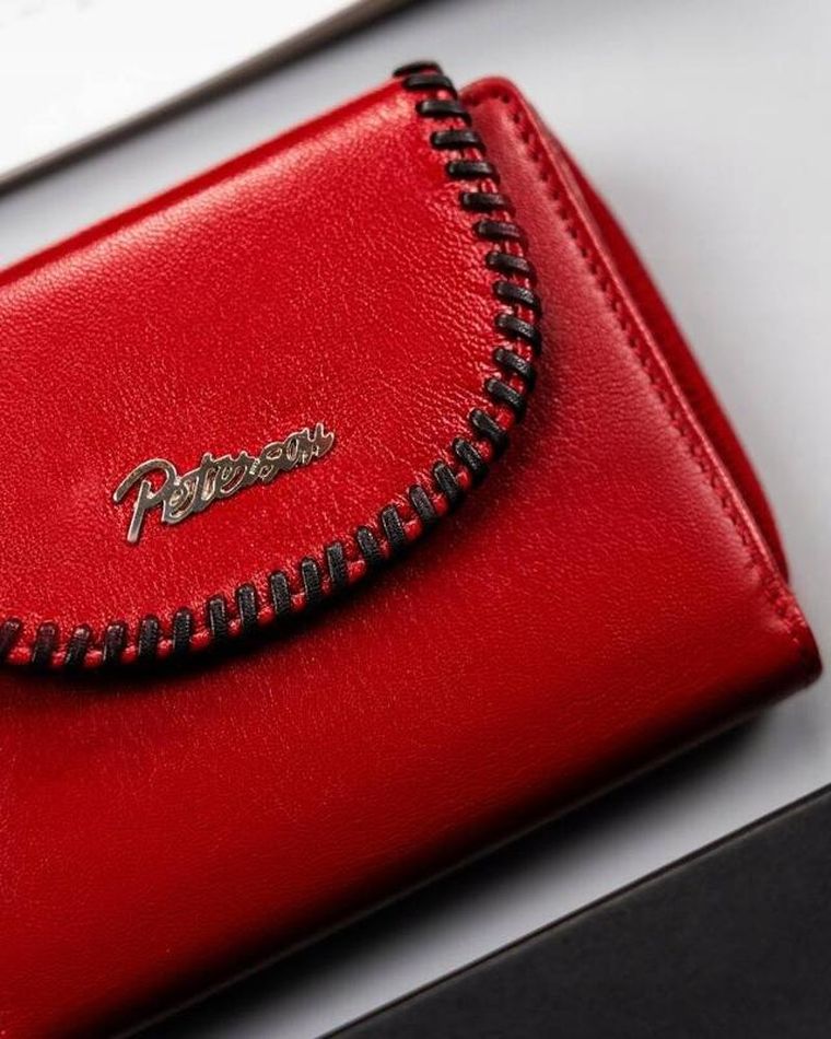 Portfel, czerwony, skórzany, Peterson