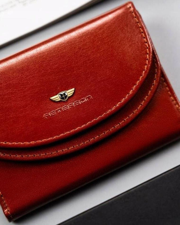 Portfel, czerwony, skórzany, Peterson