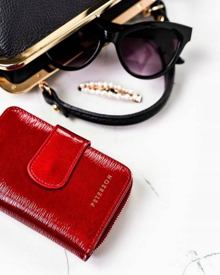 Portfel, czerwony, skórzany, Peterson