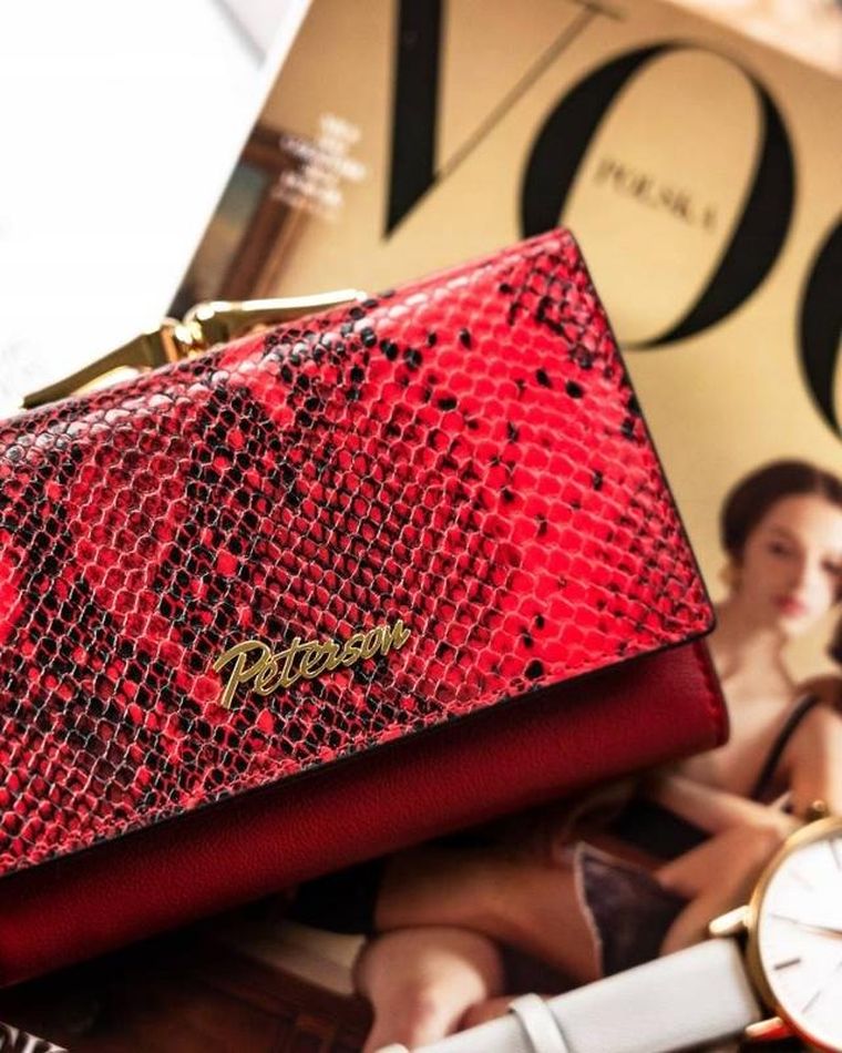 Portfel, czerwony, skórzany, Peterson