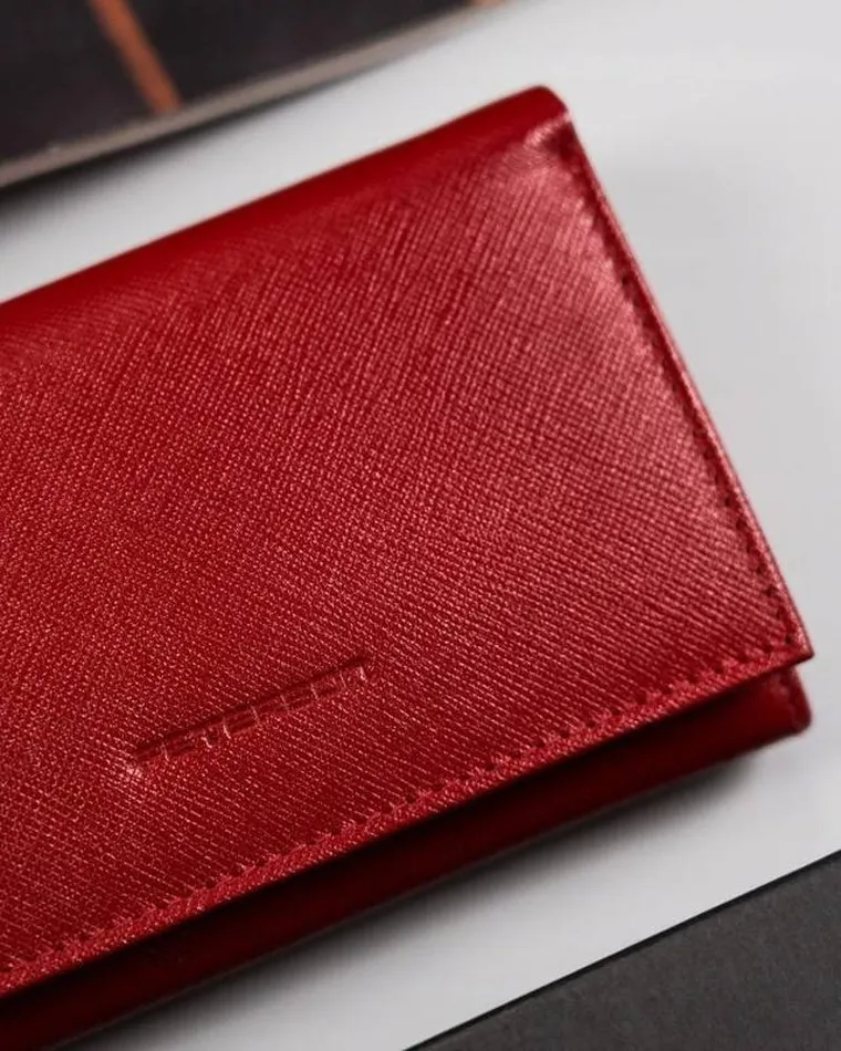 Portfel, czerwony, skórzany, Peterson