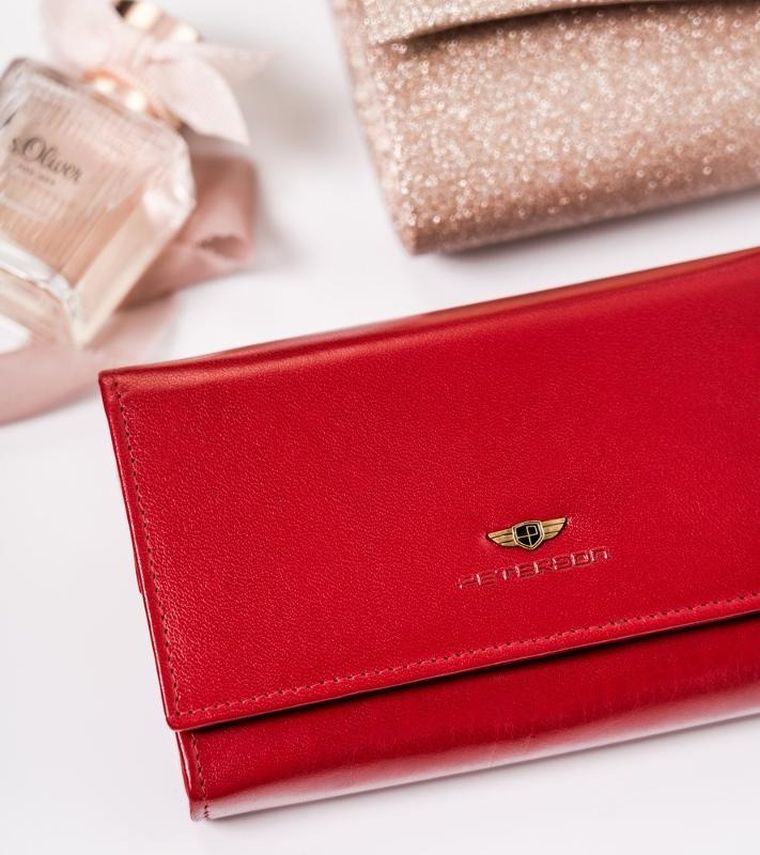 Portfel, czerwony, skórzany, Peterson