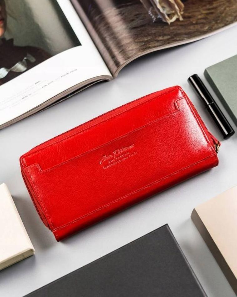 Portfel, czerwony skórzany, Peterson