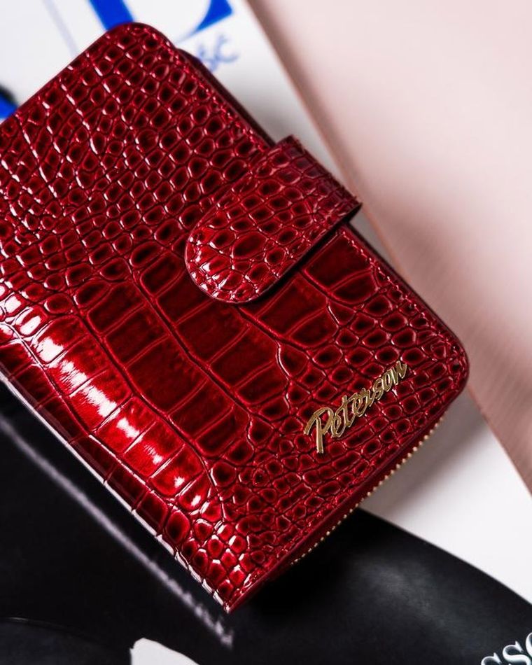 Portfel, czerwony, skórzany, Peterson