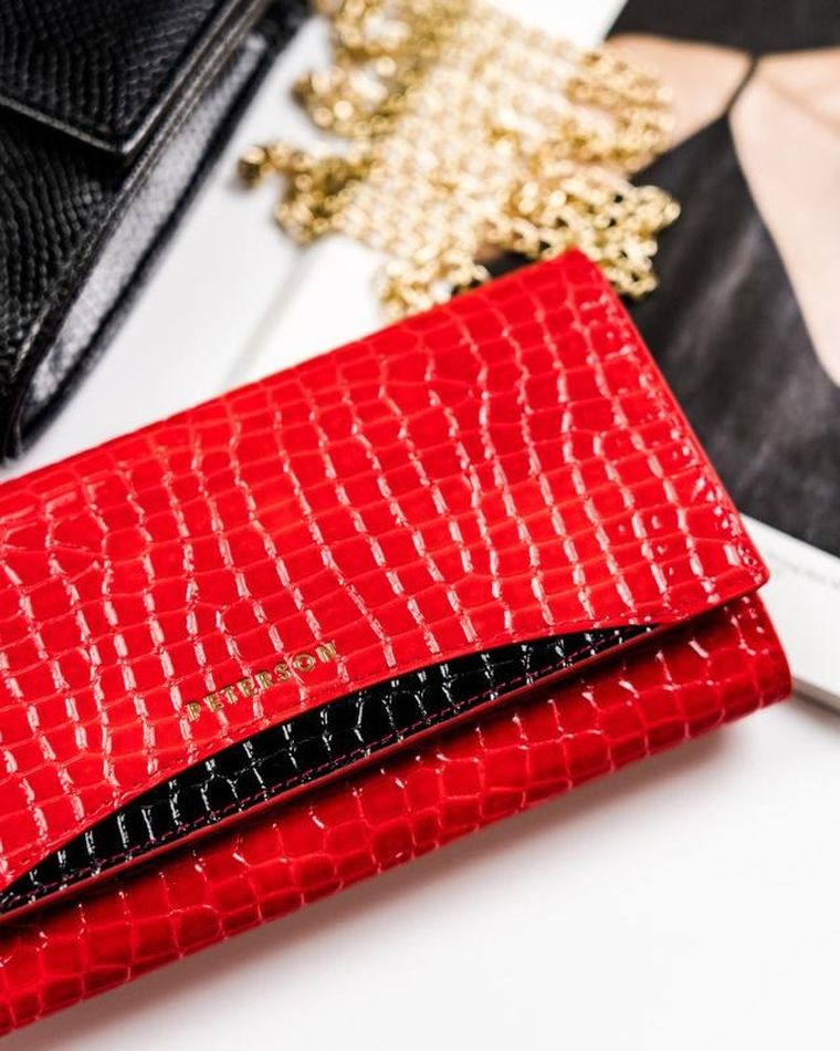 Portfel, czerwony, skórzany, Peterson