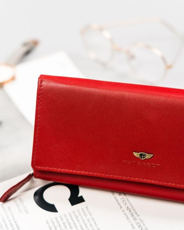 Portfel, czerwony, skórzany, Peterson