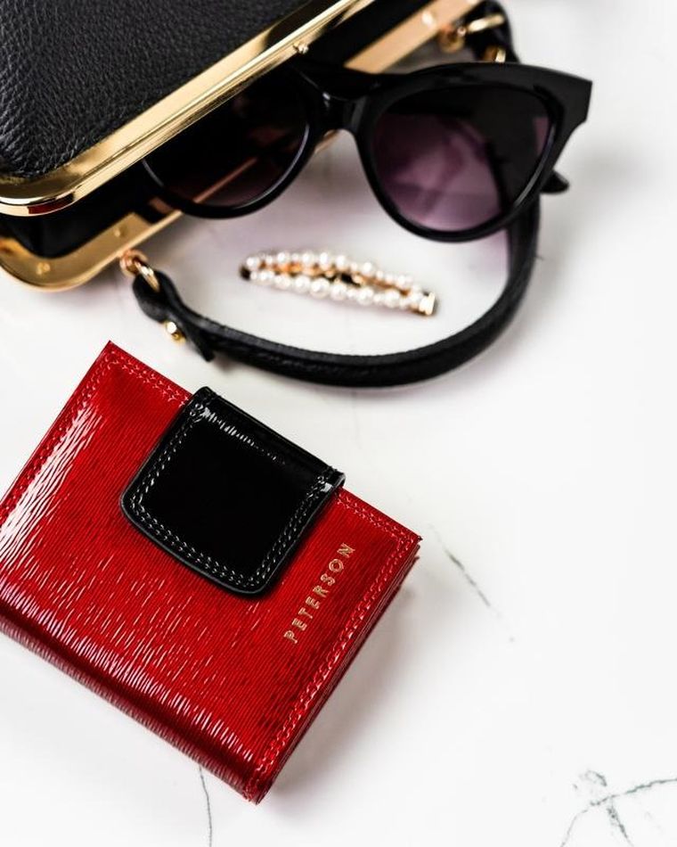 Portfel, czerwony, skórzany, Peterson