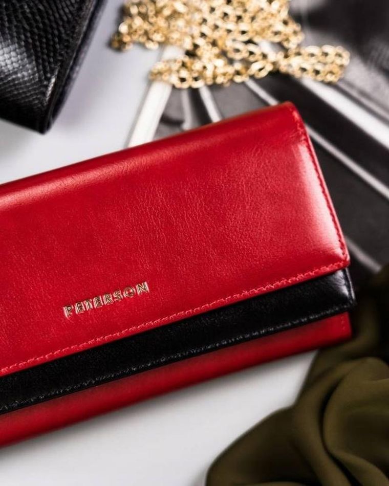 Portfel, czerwony, skórzany, Peterson