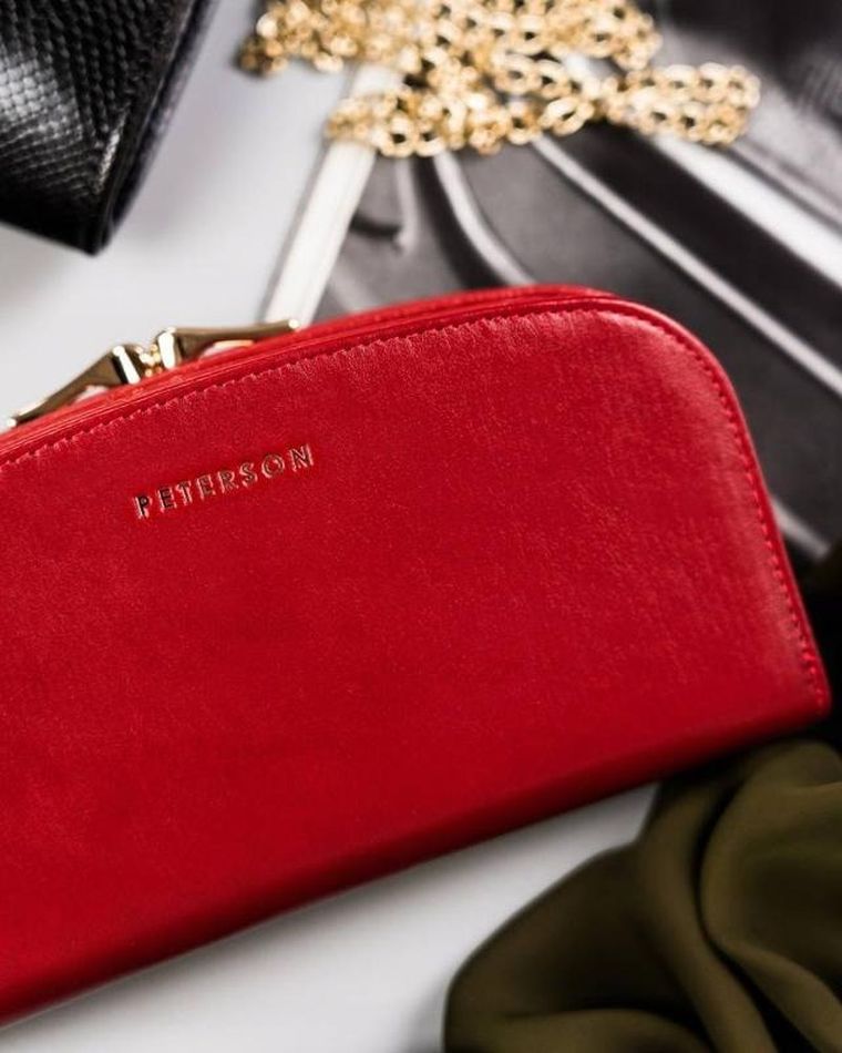 Portfel, czerwony, skórzany, Peterson