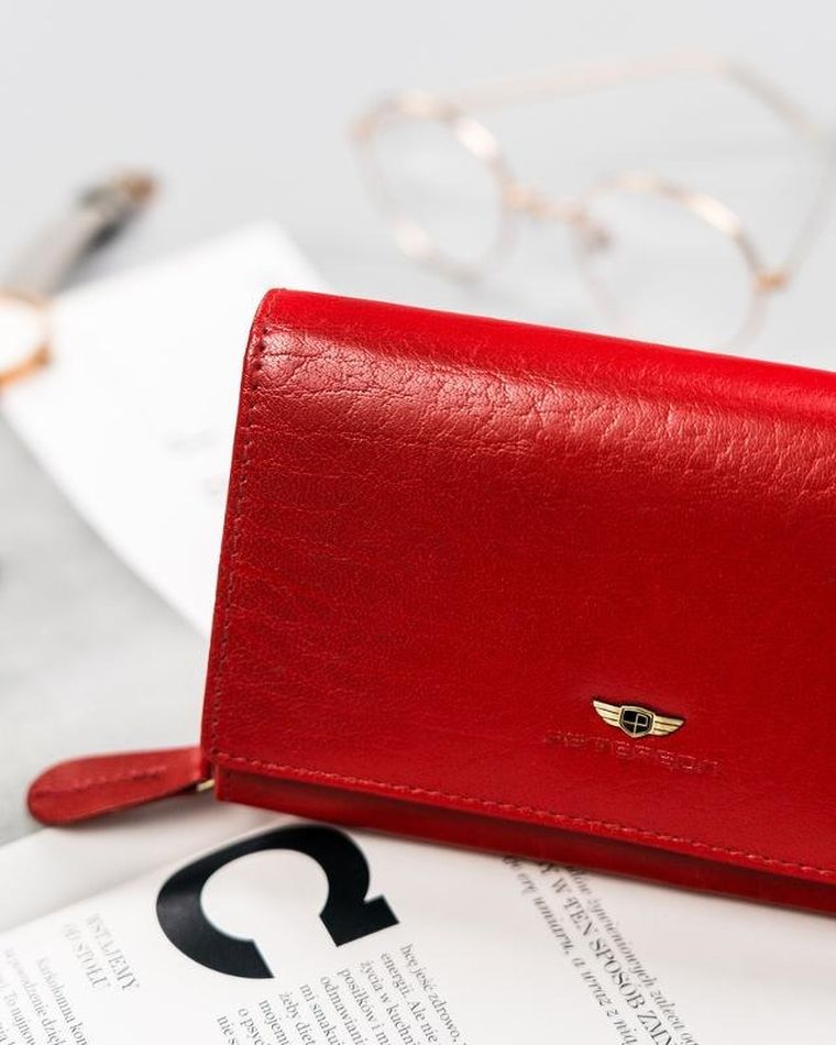 Portfel, czerwony, skórzany, Peterson