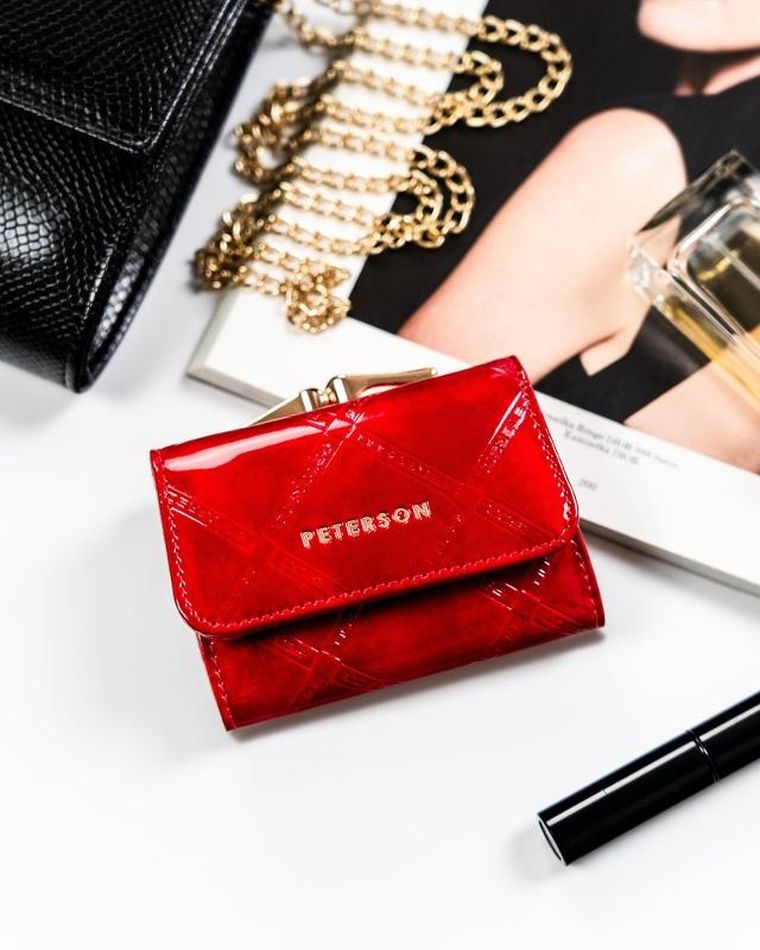 Portfel, czerwony, skórzany, Peterson