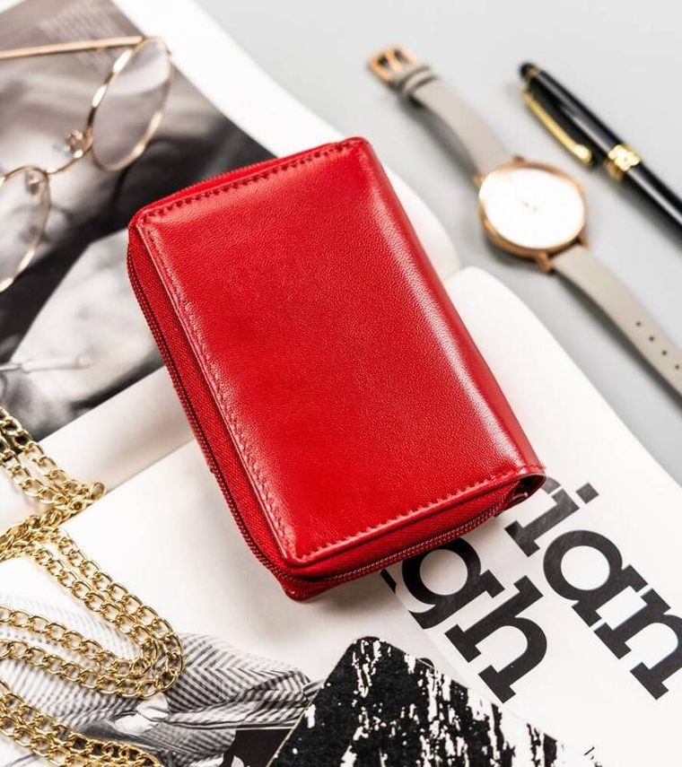 Portfel, czerwony, skórzany, Peterson