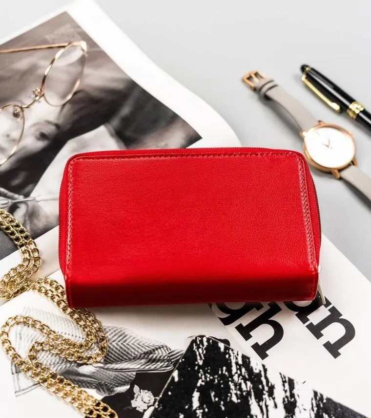 Portfel, czerwony, skórzany, Peterson