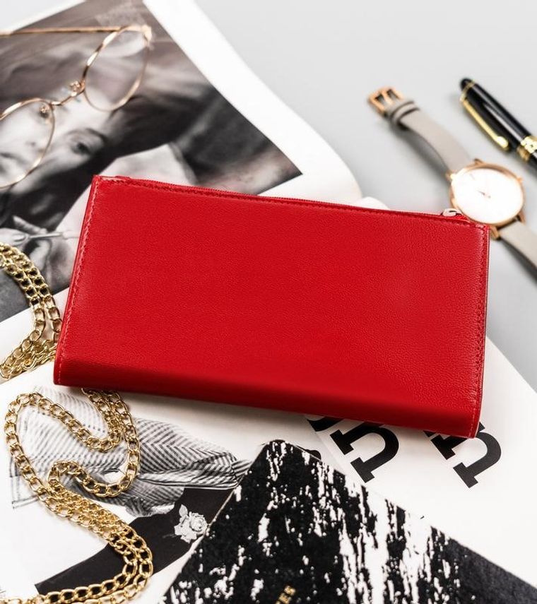 Portfel, czerwony, skórzany, Peterson