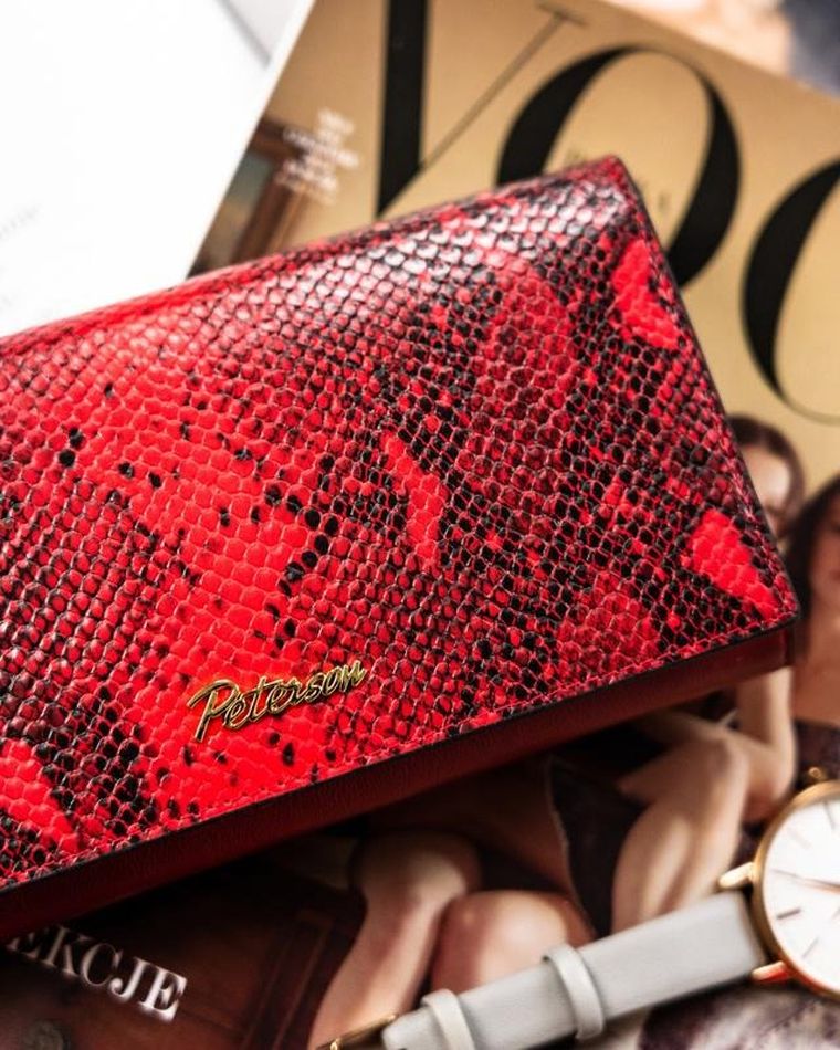 Portfel, czerwony, skórzany, Peterson