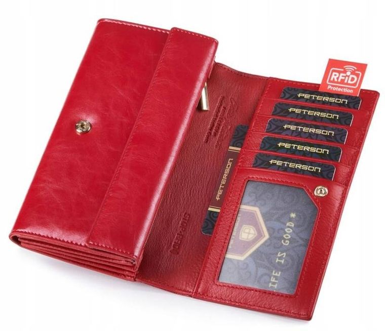 Portfel, czerwony, skórzany, Peterson