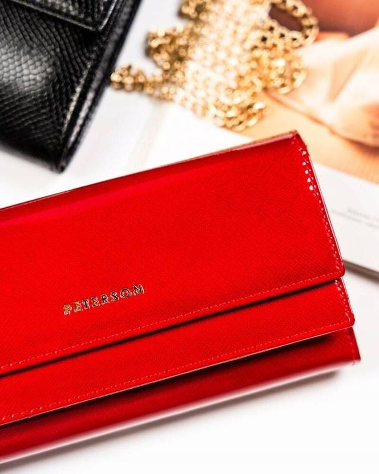 Portfel, czerwony, skórzany, Peterson