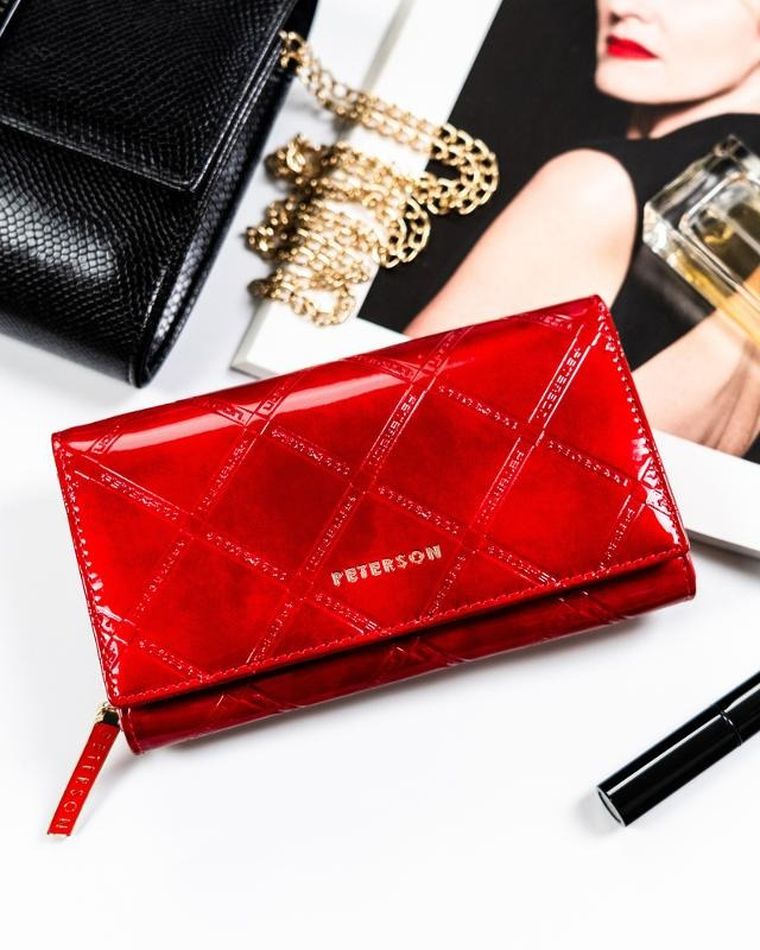 Portfel, czerwony, skórzany, Peterson