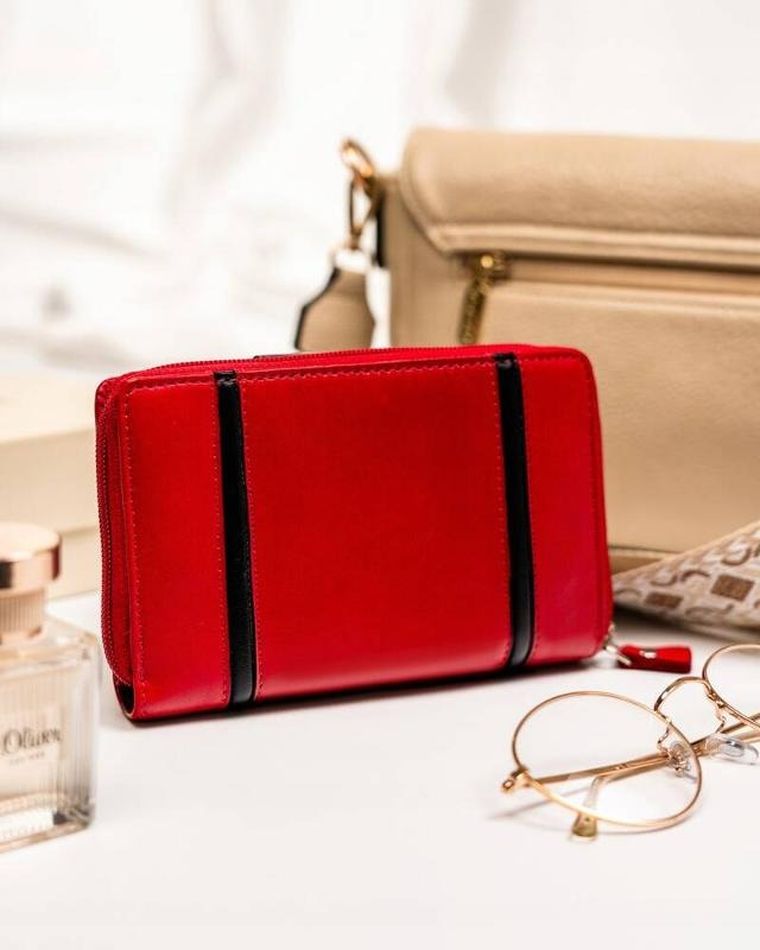 Portfel, czerwony, skórzany, Peterson