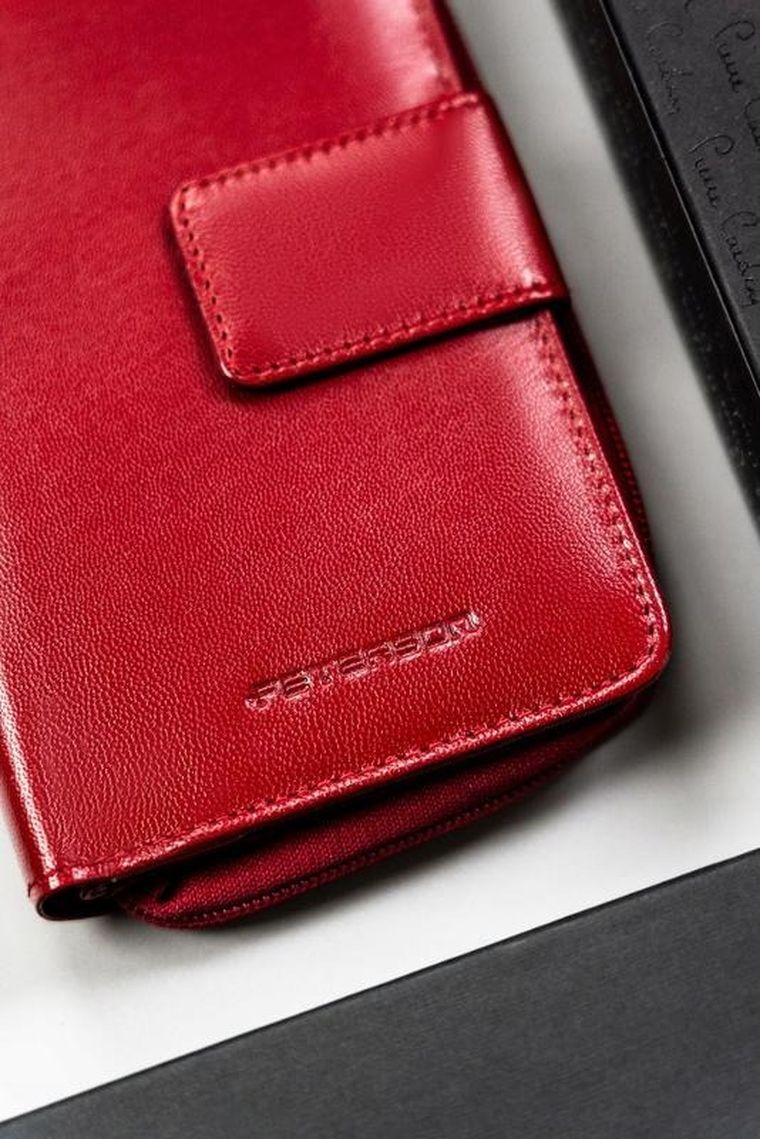 Portfel, czerwony, skórzany, Peterson