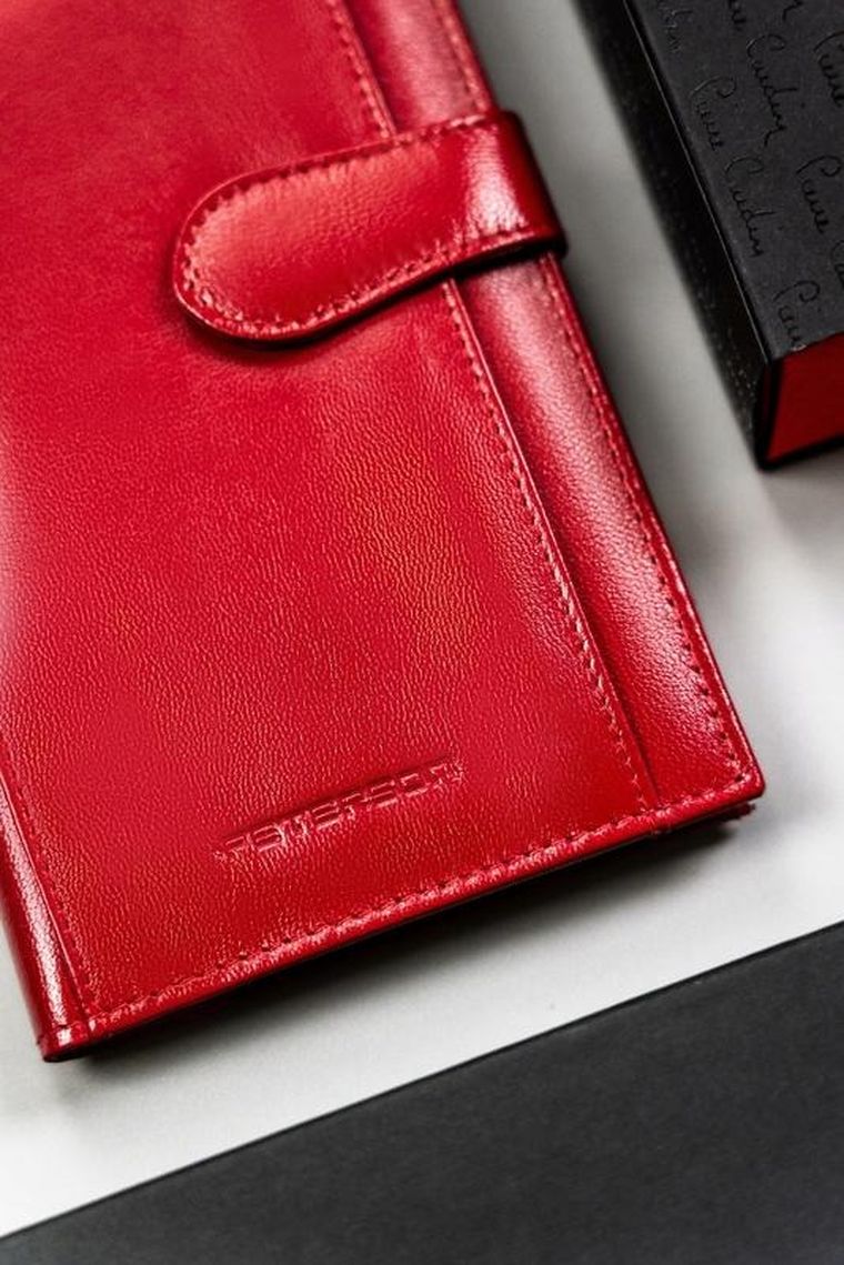 Portfel, czerwony, skórzany, Peterson