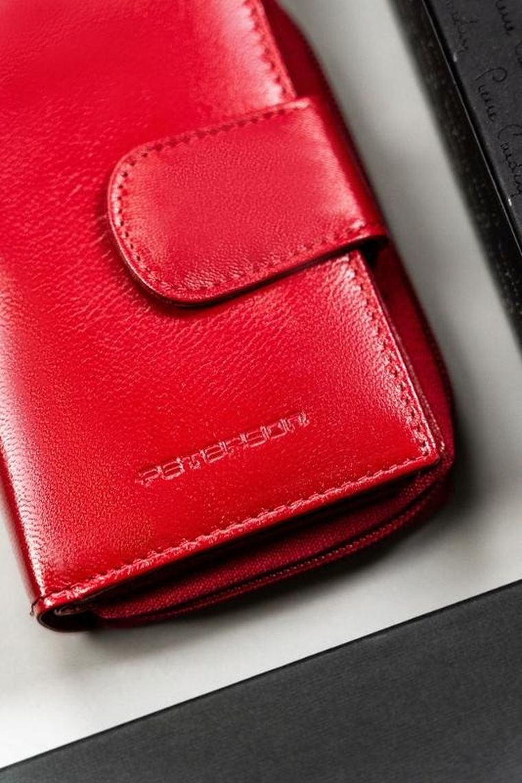 Portfel, czerwony, skórzany, Peterson