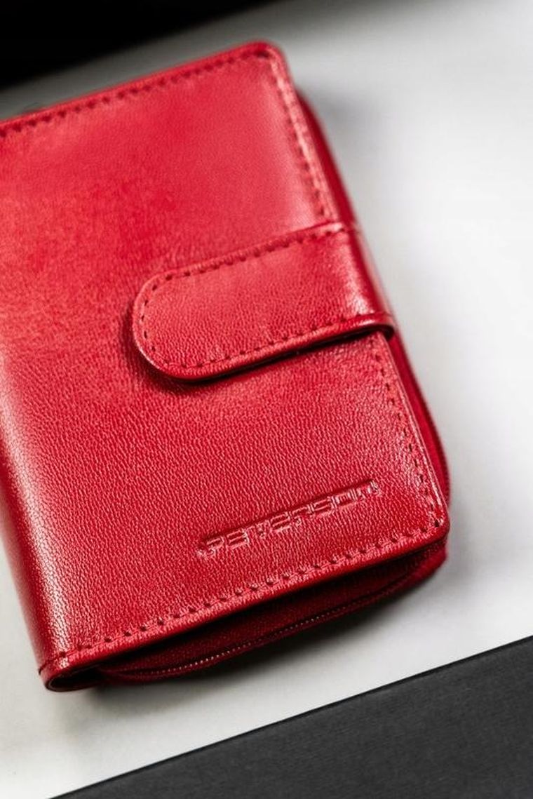 Portfel, czerwony, skórzany, Peterson