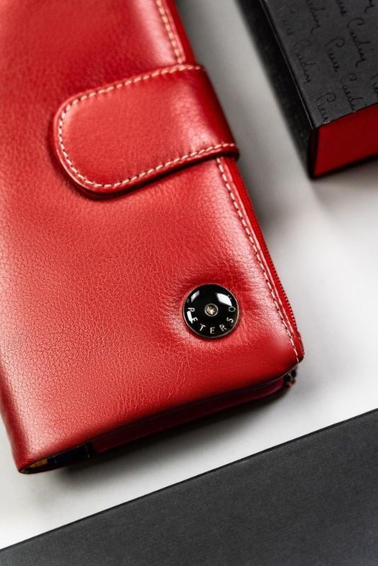 Portfel, czerwony, skórzany, Peterson