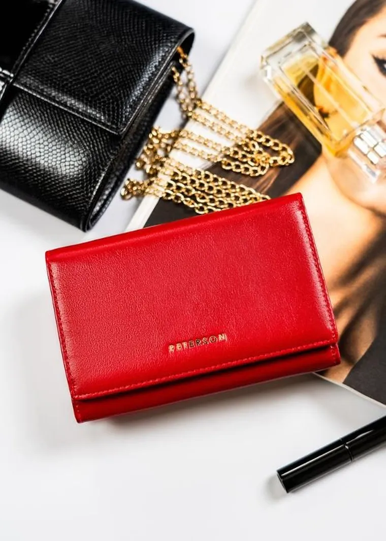 Portfel, czerwony, skórzany, Peterson