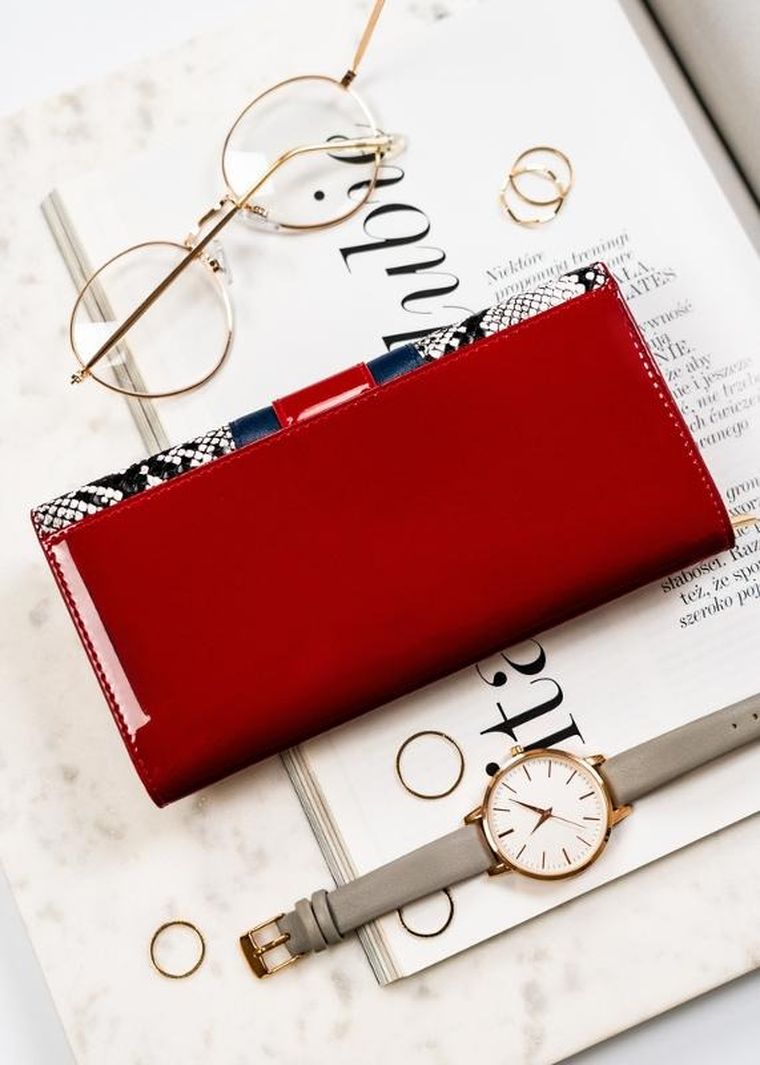 Portfel, czerwony, skórzany, Peterson