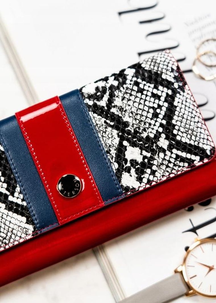 Portfel, czerwony, skórzany, Peterson